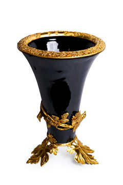 Songbird Black & Gold Vase
