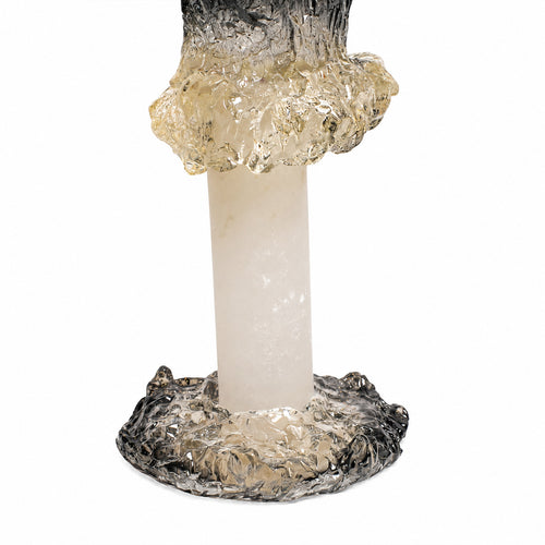 Sculptural Crystal & Marble Candle Holders – Set of 2
