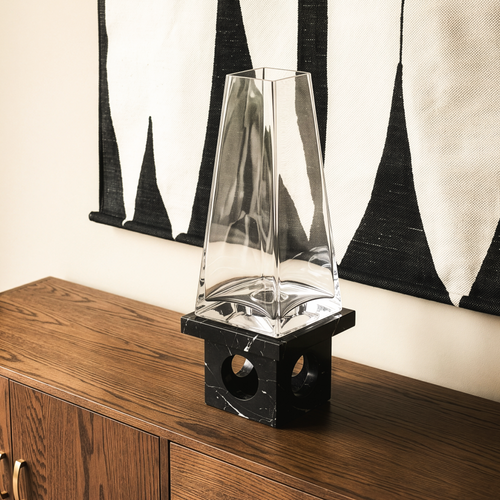 Noir Pedestal Marble Glass Vase