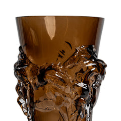 Equestrian Amber Glass Vase