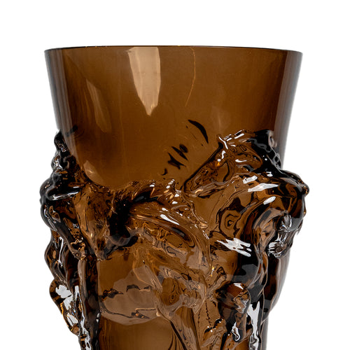 Equestrian Amber Glass Vase
