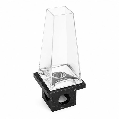 Noir Pedestal Marble Glass Vase