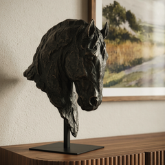 Majestic Obsidian Horse Sculpture