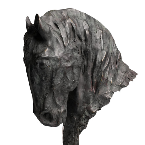 Majestic Obsidian Horse Sculpture