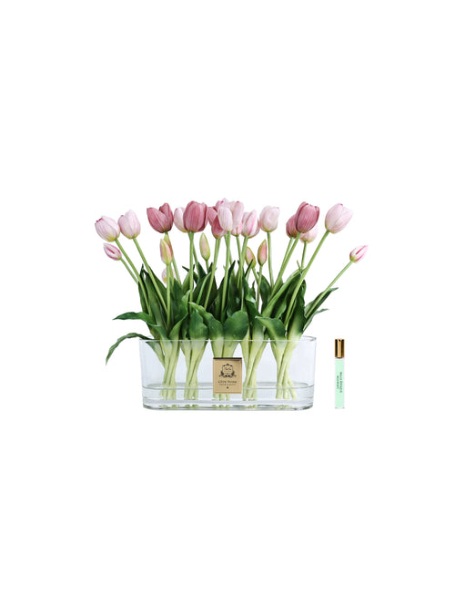 Blush Tulip Glass Arrangement