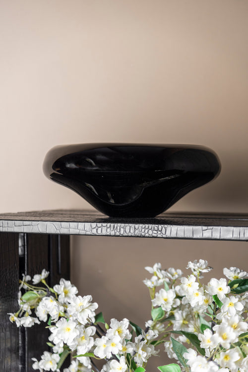 Obsidian Flare Oval Glass Bowl