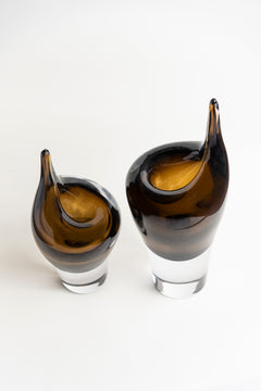 Amber Drop Art Glass Vase - Large