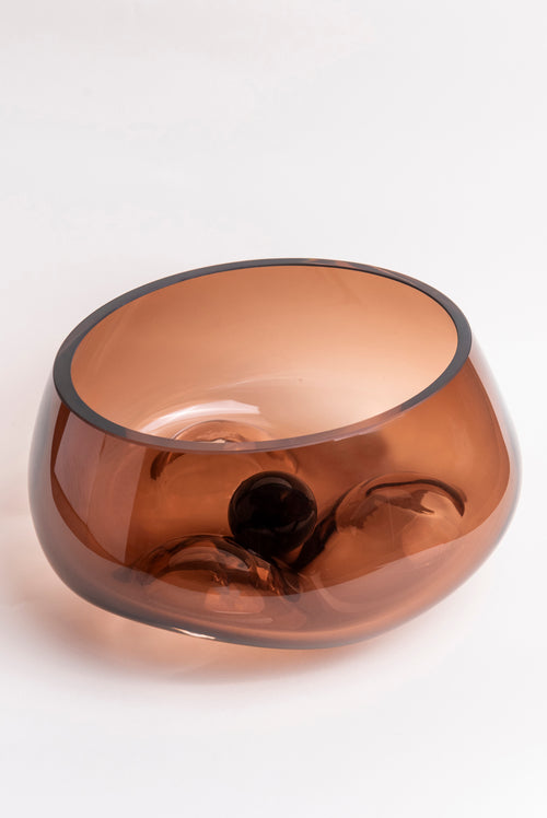 Amber Drift Sculptural Glass Vase - Small