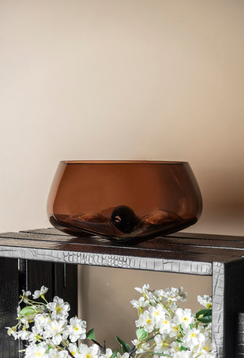 Amber Drift Sculptural Glass Vase - Small