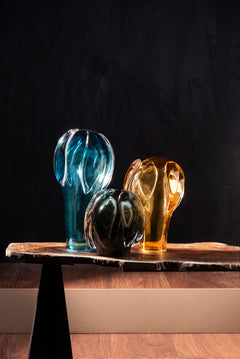 Azure Bloom Hand-Blown Glass Vase
