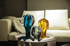 Azure Bloom Hand-Blown Glass Vase