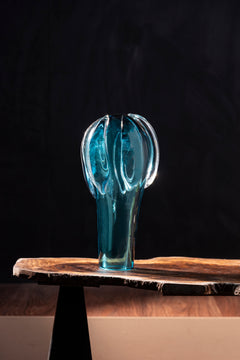 Azure Bloom Hand-Blown Glass Vase