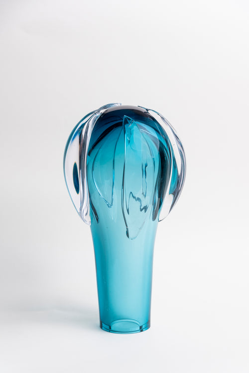 Azure Bloom Hand-Blown Glass Vase