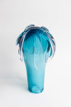 Azure Bloom Hand-Blown Glass Vase