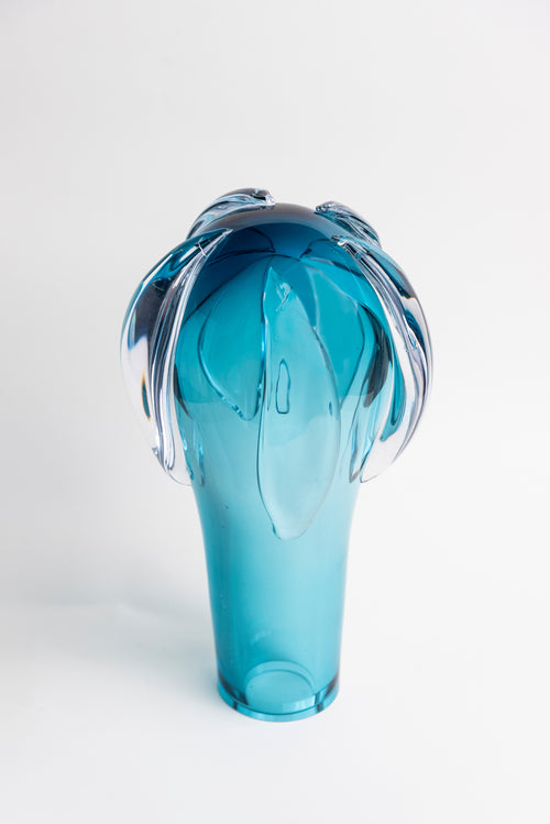 Azure Bloom Hand-Blown Glass Vase