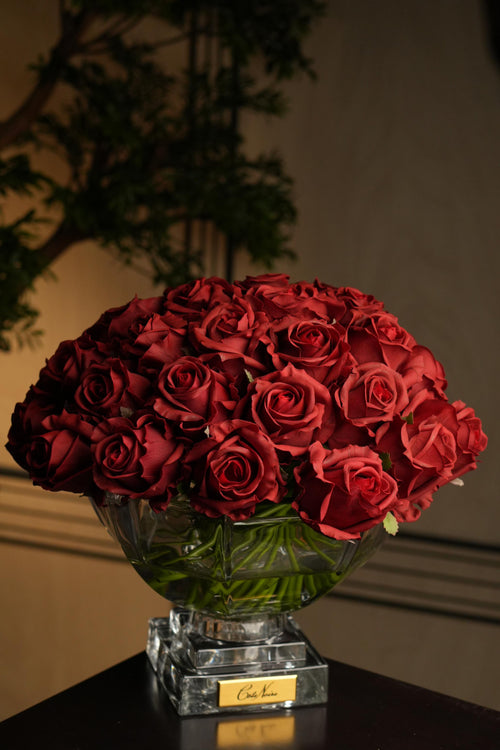 Carmine Red Rose Buds & Gold