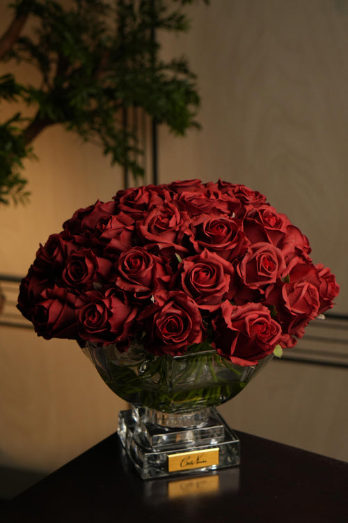 Carmine Red Rose Buds & Gold
