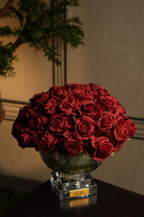 Carmine Red Rose Buds & Gold