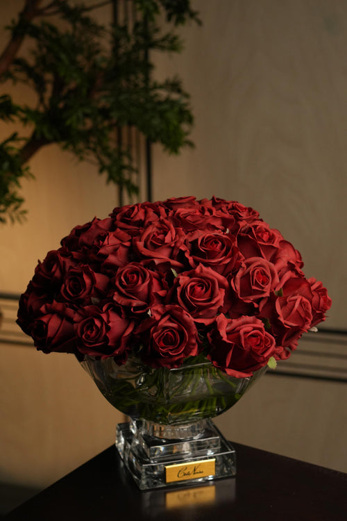 Carmine Red Rose Buds & Gold