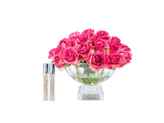 Magenta Rose Buds & Silver