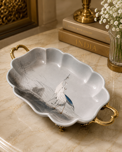 Hand-Painted Heron Heritage Serving Bowl