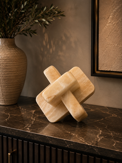 Interlock Blush Marble Sculpture