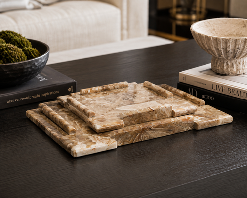 Caramel Vein Marble Tray - Medium