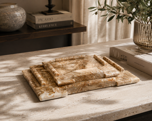 Caramel Vein Marble Tray - Large