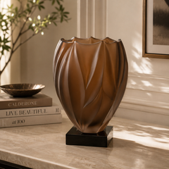 Amber Petal Sculptural Vase