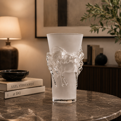 Frosted Equestrian Glass Vase