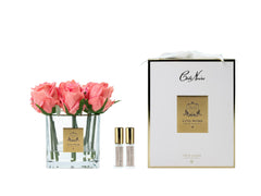 Couture Rose Buds In Clear Glass Gold - Peach