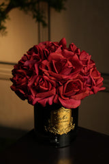 Grand Rose Bouquet In Dark Glass - Carmine Red