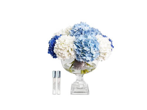 Provence Hydrangeas Bouquet Large - Mixed Blue With Silver Badge