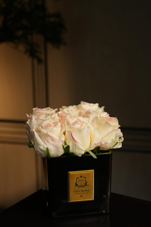 Couture Rose Buds In Black Glass Gold - Blush