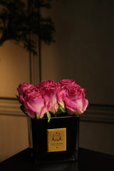 Couture Rose Buds In Black Glass Gold - Magenta