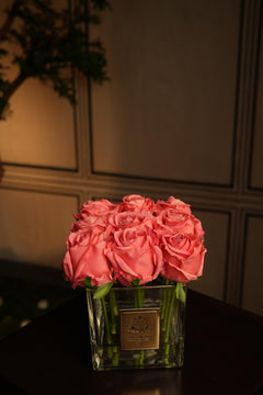 Couture Rose Buds In Clear Glass Gold - Peach