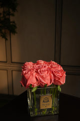 Couture Rose Buds In Clear Glass Gold - Peach