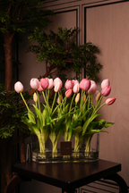 Blush Tulip Glass Arrangement