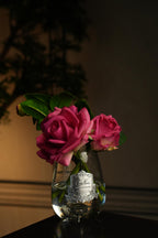 Tea Rose Bouquet In Clear Glass - Magenta