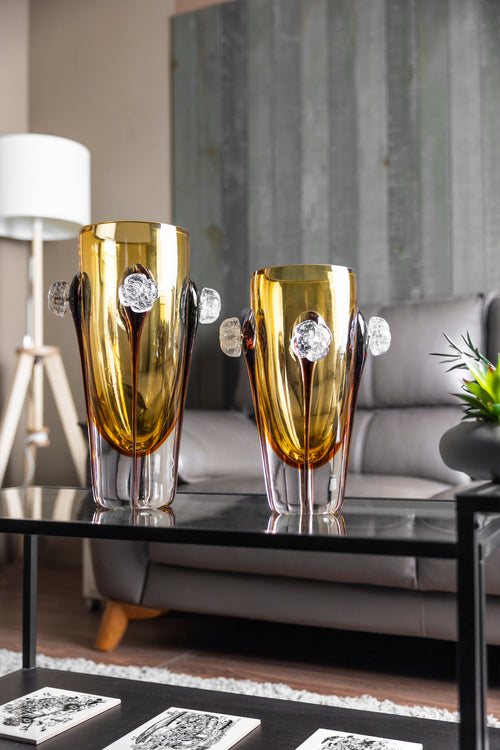 Honey Petalé Handblown Glass Vase - short