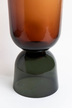 Gradient Red-to-Smoke Handblown Glass Vase- Small