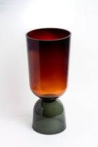 Gradient Red-to-Smoke Handblown Glass Vase- Small