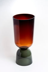 Gradient Red-to-Smoke Handblown Glass Vase- Small