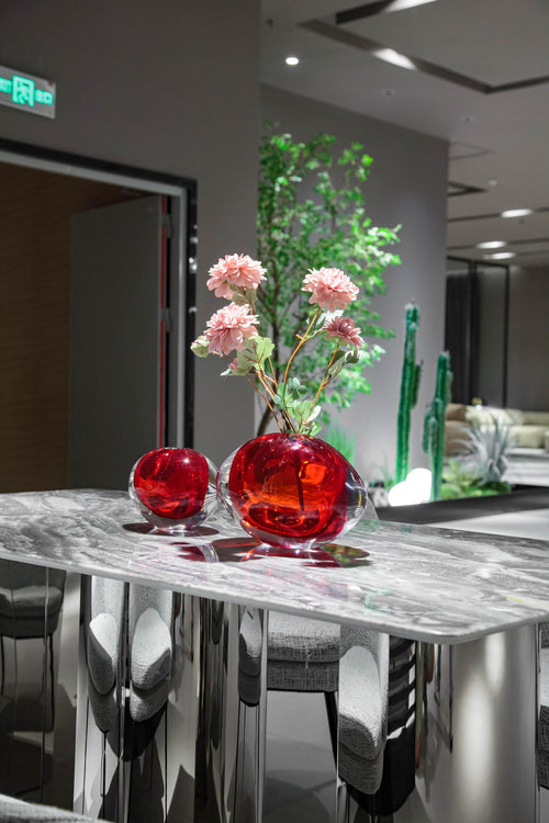 Radiant Ruby Handblown Glass Vase - Small