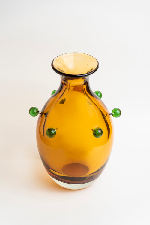 Amber Blossom Bud Glass Vase - Tall