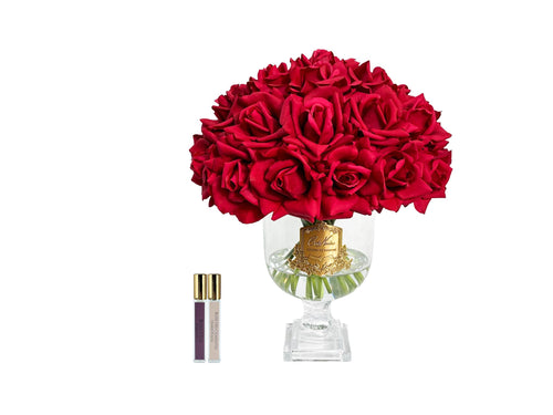 Versailles Rose Bouquet - Red With Gold Badge
